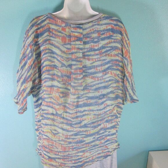 Gypsy 05 Anthropologie Womens Size S Oversized Sheer Silk Blouse Blue Wave 44" B - Picture 3 of 9